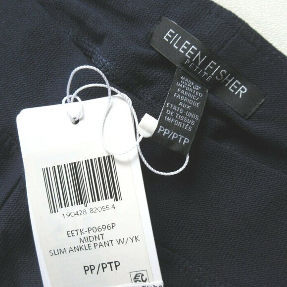 NWT Eileen Fisher Washable Stretch Crepe in Midnight Slim Ankle Pull-on Pants PP - Picture 6 of 6